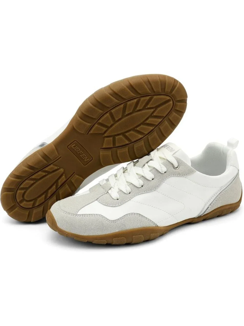 Women's White Lightweight Trendy Zero Drop Neutral Retro Casual Fashion Sneaker